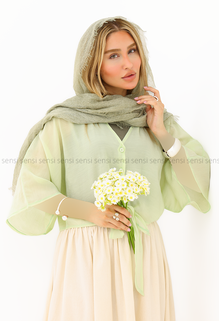 شومیز شیشه ای جلوگره ای کد1006508